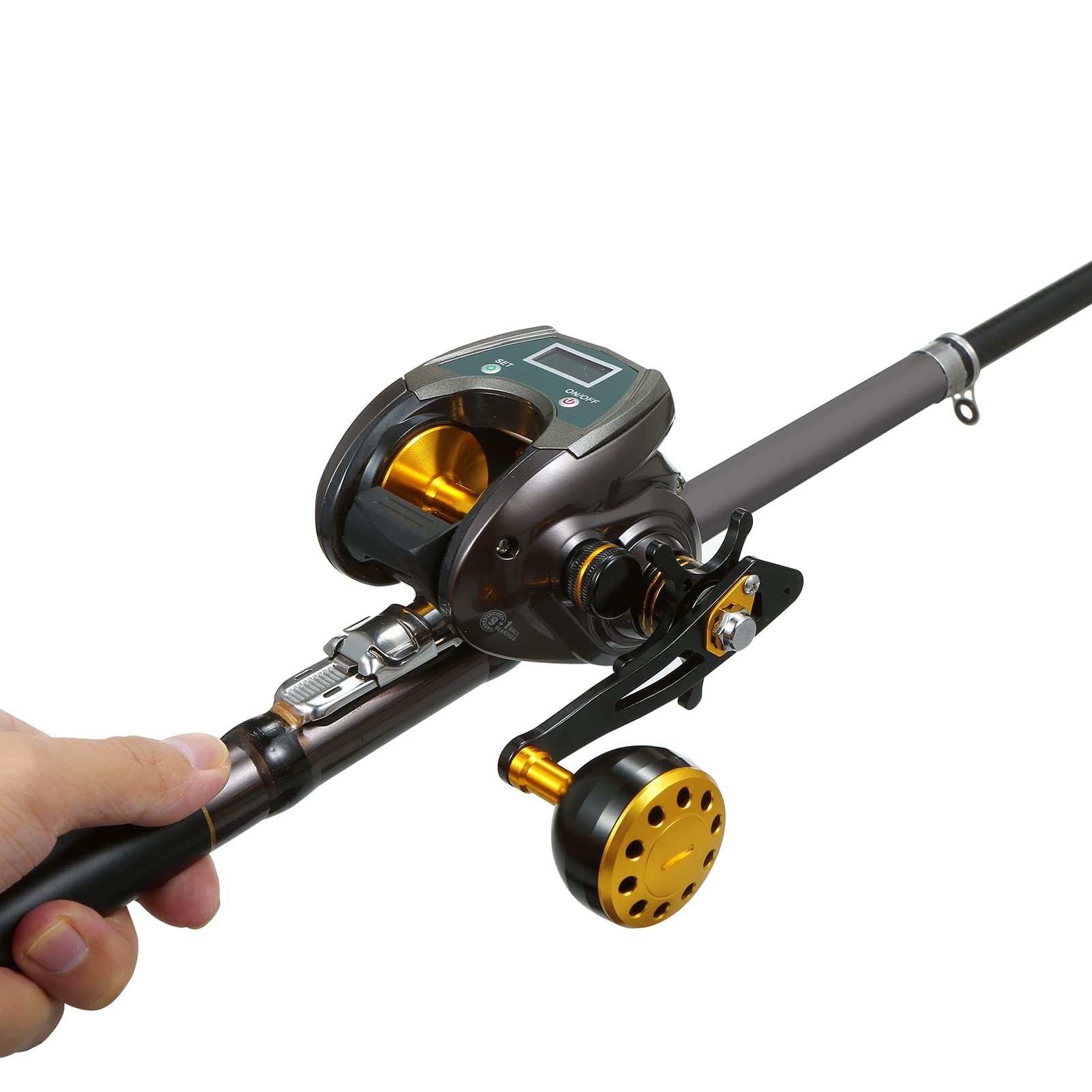 Mulinello baitcasting ricaricabile USB fibra di carbonio 9 + 1BB Mulinello pesca ad alta velocità 6.4: 1 Rapporto di trasmissione frenante magnetico