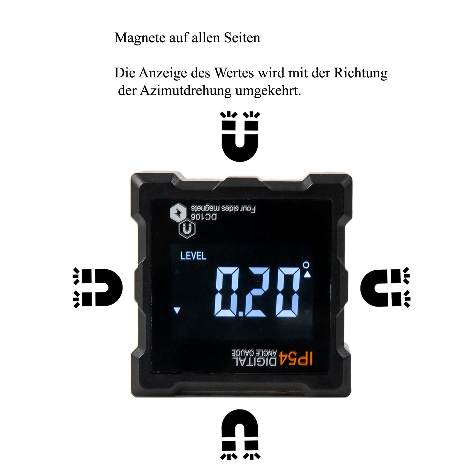 Rapporteur D'Angle Numérique Magnétique Beslands - Inclinomètre LCD Étanché 4 Aimants Bevel Box