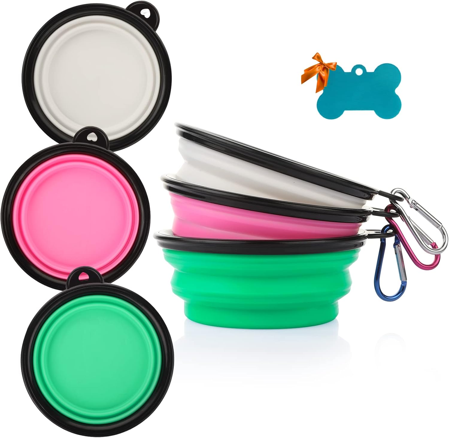 Collapsible Dog Bowls, 3 Pack Collapsable Doggy Water Bowl for Cats Dogs, Portable