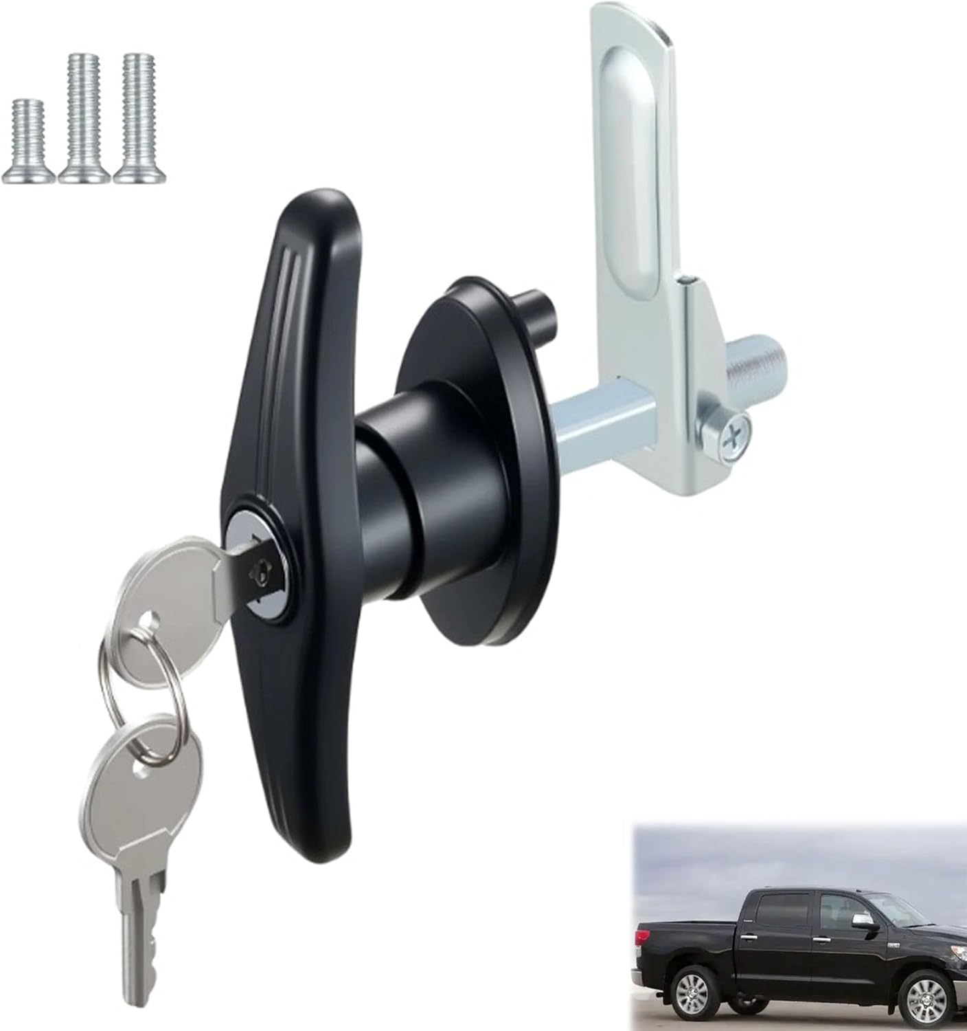 4PCS Truck Cap Locking T-Handle, Truck Camper Shell Lock, Camper Shell Accessories, Key Alike Black T-Handle Locks (Left & Right) for Most Truck
