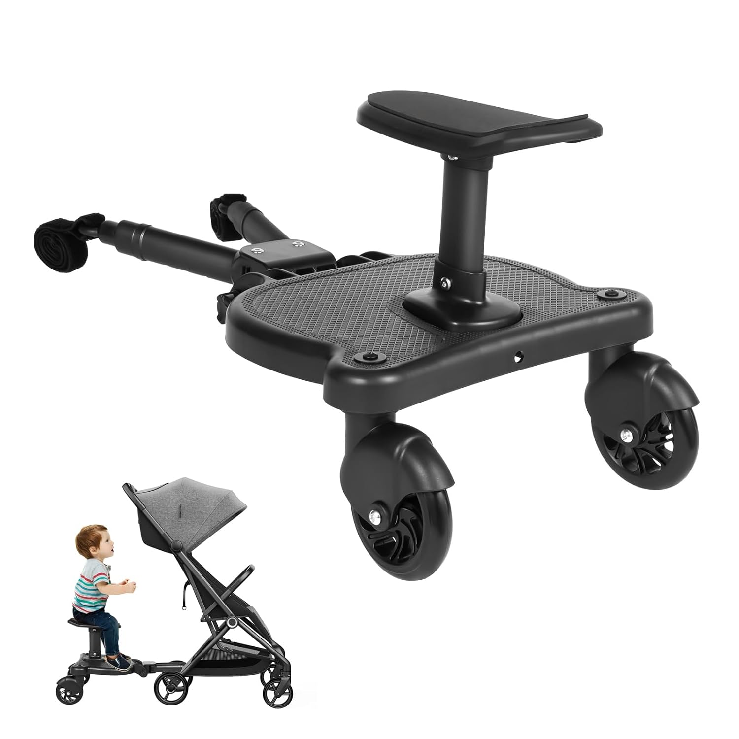 Upgrade Universal Stroller Board with Detachable Seat 2 in1 Buggy Board Suitable for Most Brands of Strollers Holds Children Up to 55 lbs