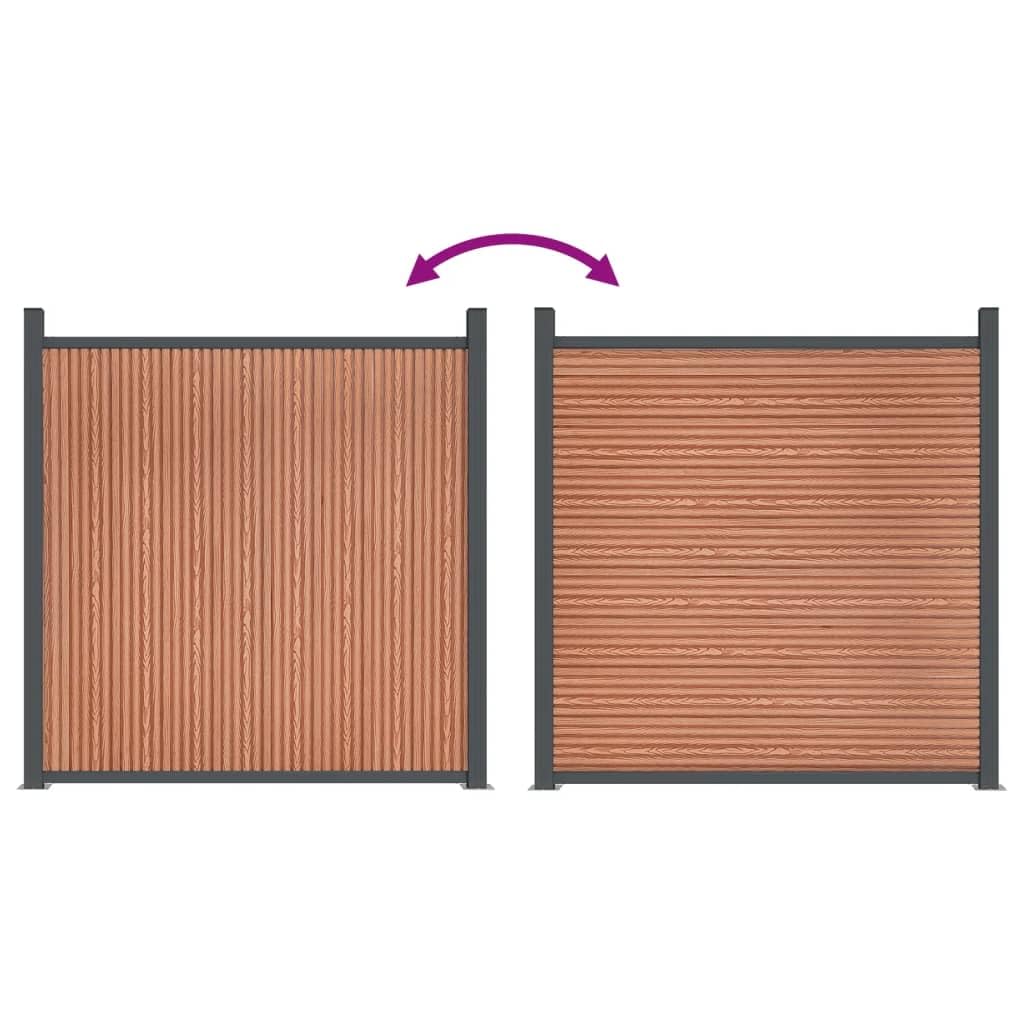 IKAYAA WPC-Sichtschutz, Sichtschutz-Zaun, Steckzaun, Sichtschutz Zaun WPC 699 x 186 cm, Sichtschutz Komplettset, Gartenzaun Holz, Braun