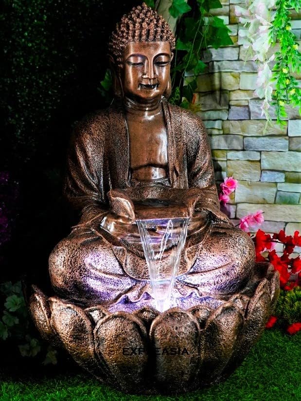 - EXPLEASIA Lotus Buddha Water Fountain for Home, Indoor Fountain, Big Size, for Garden, Buddha Fountain 3 feet