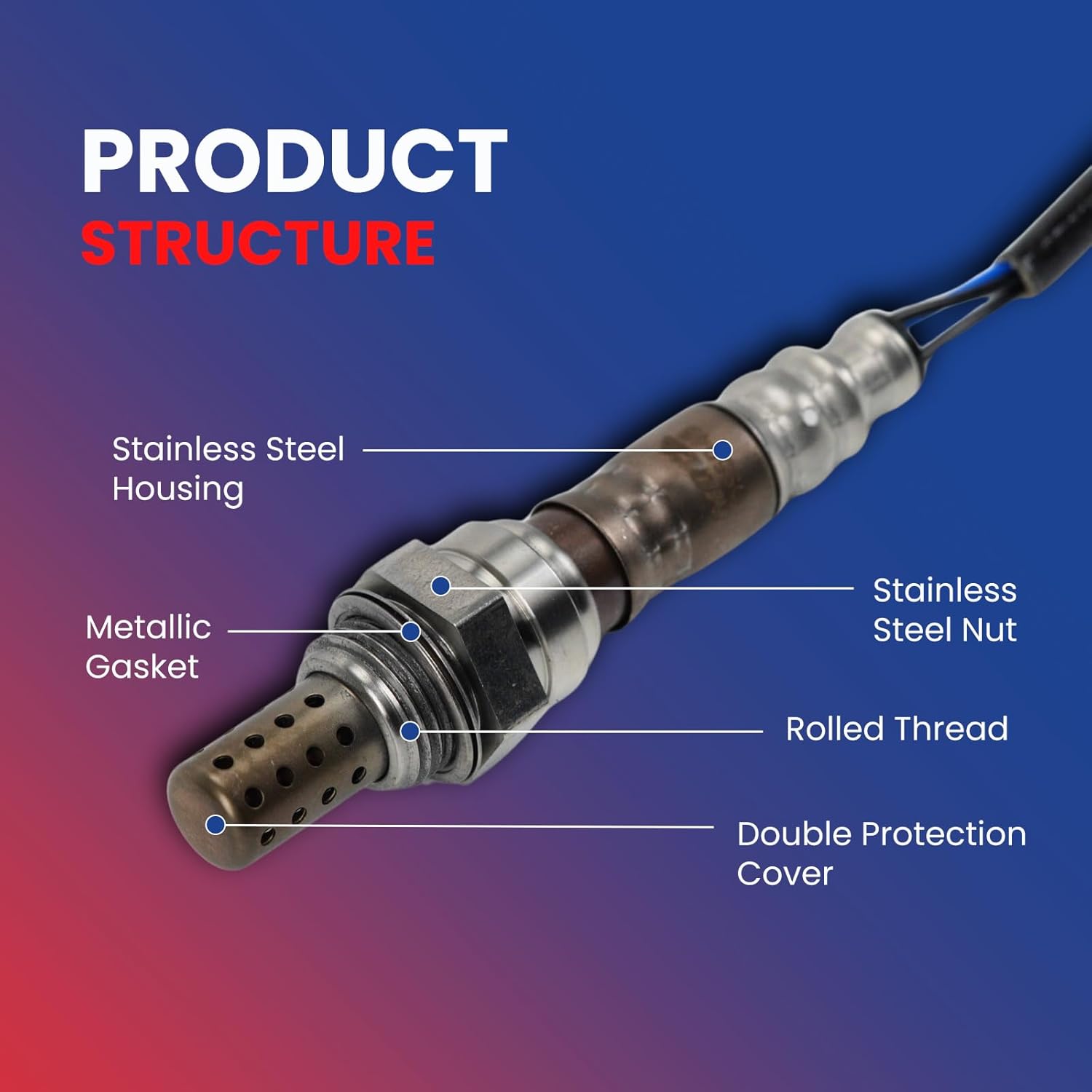MOCA 234-4215 Downstream Oxygen Sensor Compatible with 1999-2003 for Lexus RX300 3.0L, 2001-2003 for Toyota Highlander 3.0L, 1993-1998 for Toyota Supra 3.0L