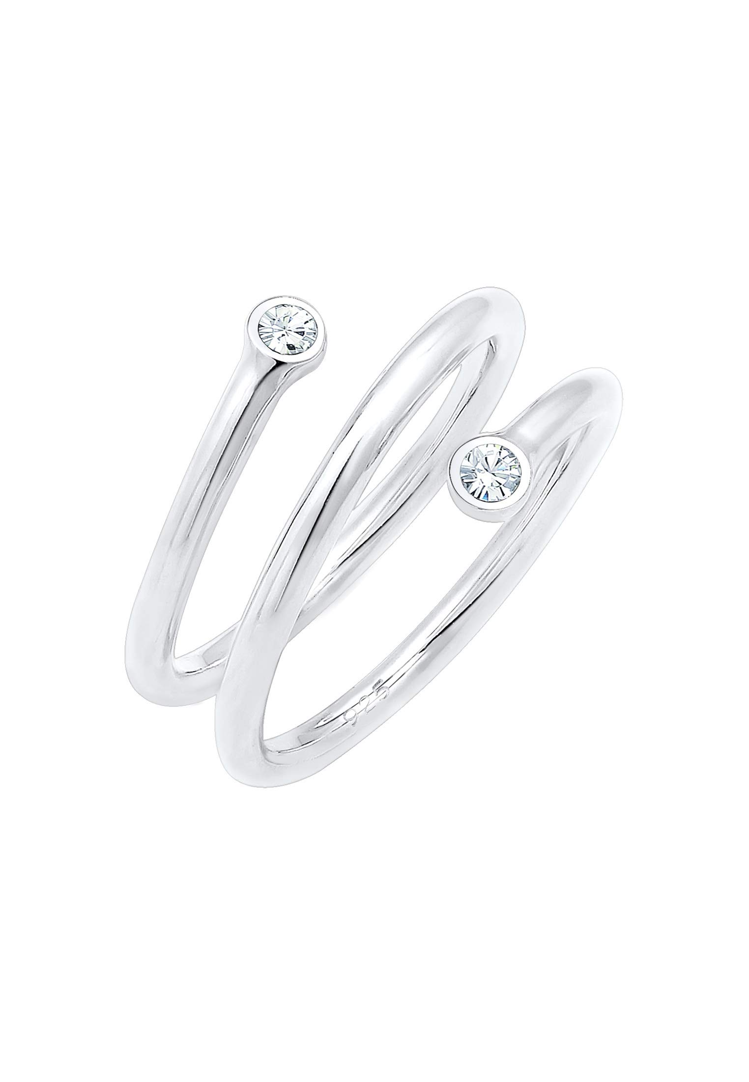 Elli Ring Damen Wickelring Geo mit Kristallen 925 Silber