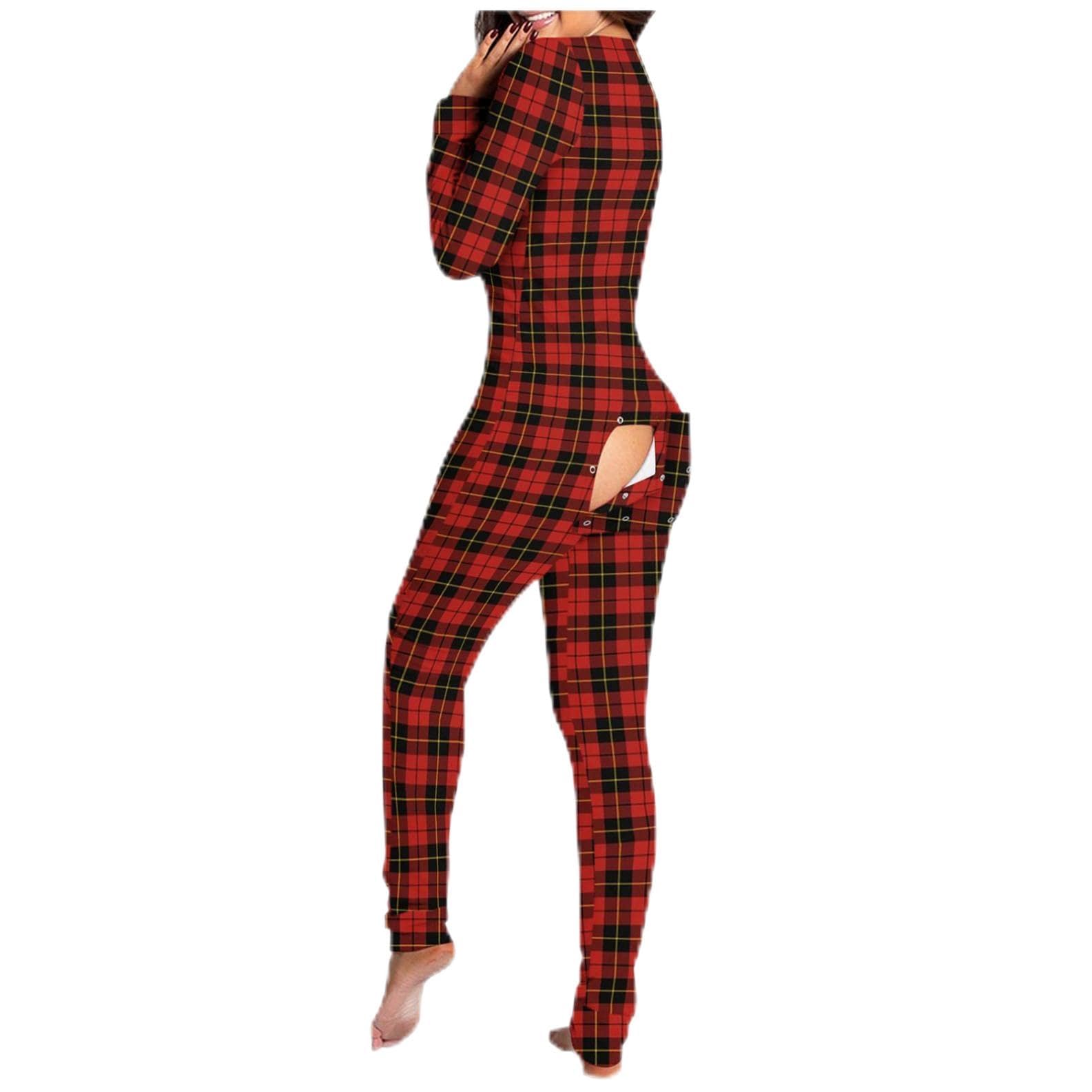 Onesies Pajamas For Women Christmas Printed Functional Buttoned - Main Image