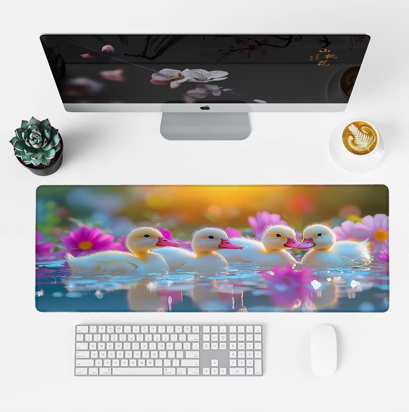 Mauspad XXL 1200 x 600 mm Schreibtischunterlage Gaming Mousepad Wasserdicht und Rutschfester Gummi Verbessert Präzision und Geschwindigkeit Mousepad Geschenke für Männer Bürobedarf (Ente Tier) B0J-379