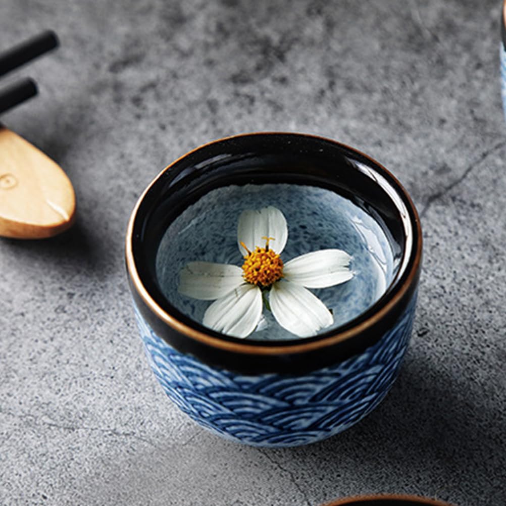 UPKOCH 4Pièces Set de Tasses à Sake Céramique Traditionnelle Japonaise Émaillées pour Usage Maison Capacité de Design Ondes de