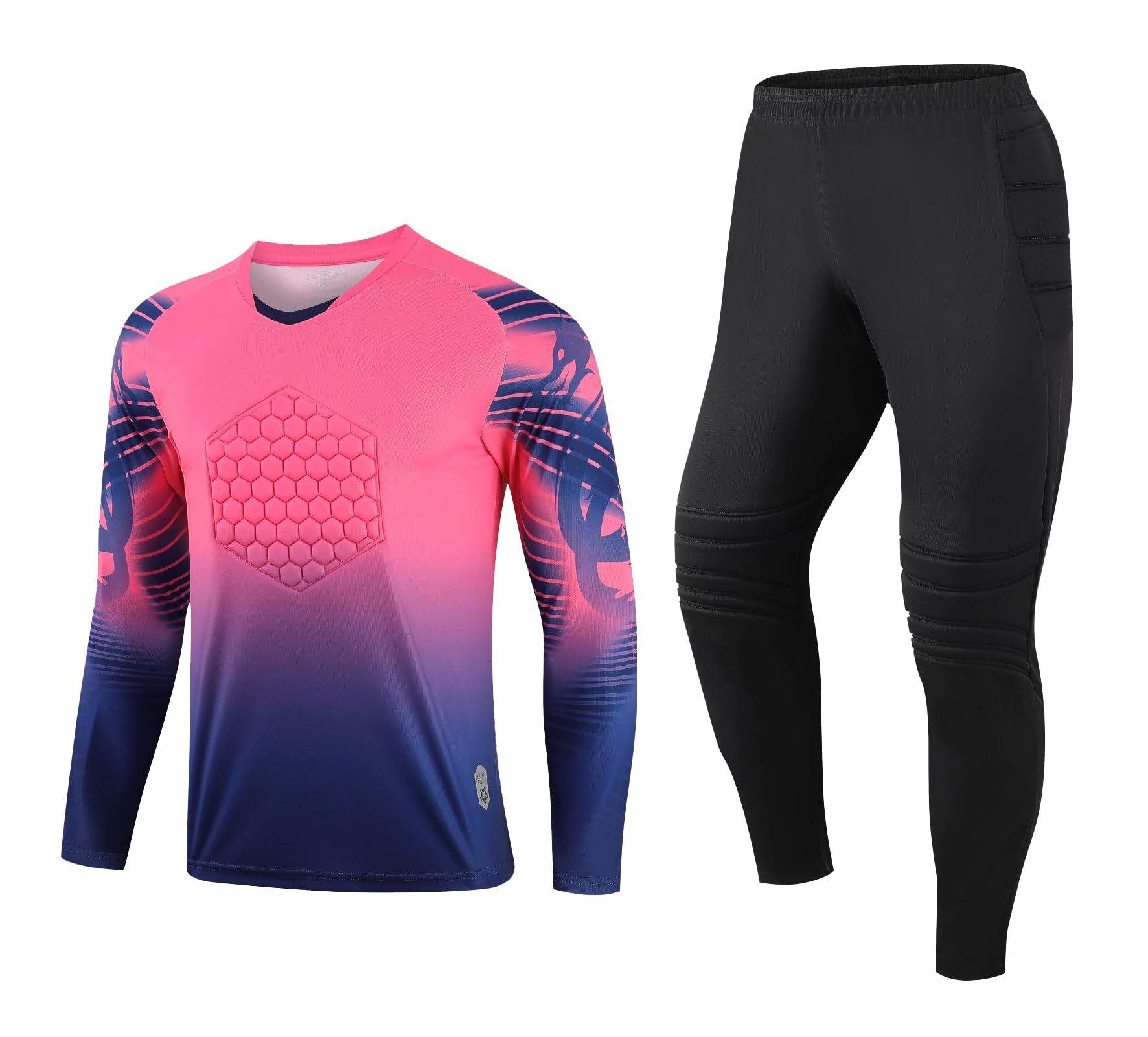 Conjunto de portero de balonmano y fútbol, camiseta de portero transpirable con almohadilla protectora para adultos y niños, pantalones de portero acolchados