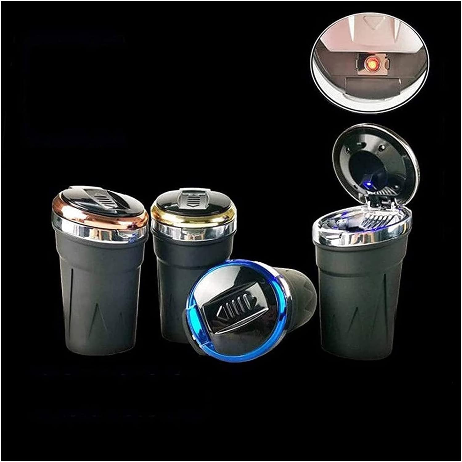 Car Ashtray Portable Cigarette Smokeless Cylinder Cup Holder with LED Light Indicator,Ideal for Car,Home and Office