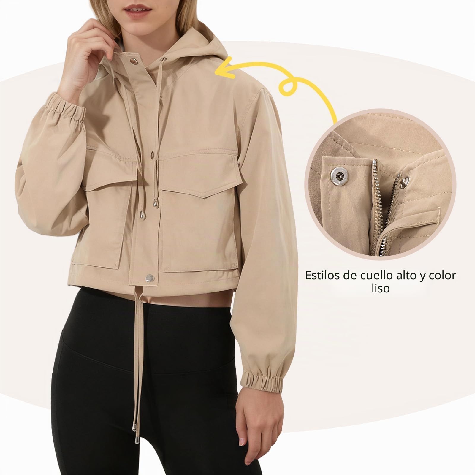 Classics Chaqueta Bomber para Mujer Abrigo Corto Blouson Casual Chaqueta Entretiempo Otoño y Primavera con Bolsillos Cremallera