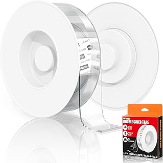 Wotec Tough Double Sided Mounting Tape Removable 1.18" x 160”, Clear Nano Double Sided Tape Heavy Duty, Multipurpose Tape ...