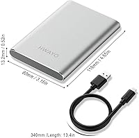 Vista 4 de Disco duro externo portátil de 250 GB, USB3.1 Gen 1 Tipo C Ultra Slim de 2.5 pulgadas, almacenamiento HDD compatible con PC, computadora de plateado
