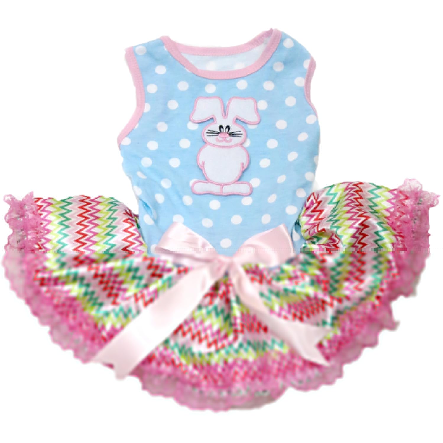 Robe blanche lapin et chiot ajustée taille S vêtement souple