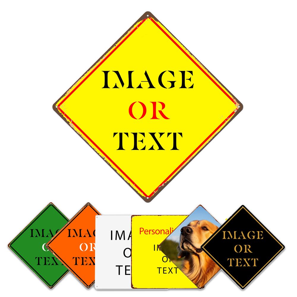 Custom Metal Sign add Text,Minimalist Personalised Rust-Proof Sign for Entrance,Garden,Hazard Warning,Intersection,Parking & Decorative (Square)