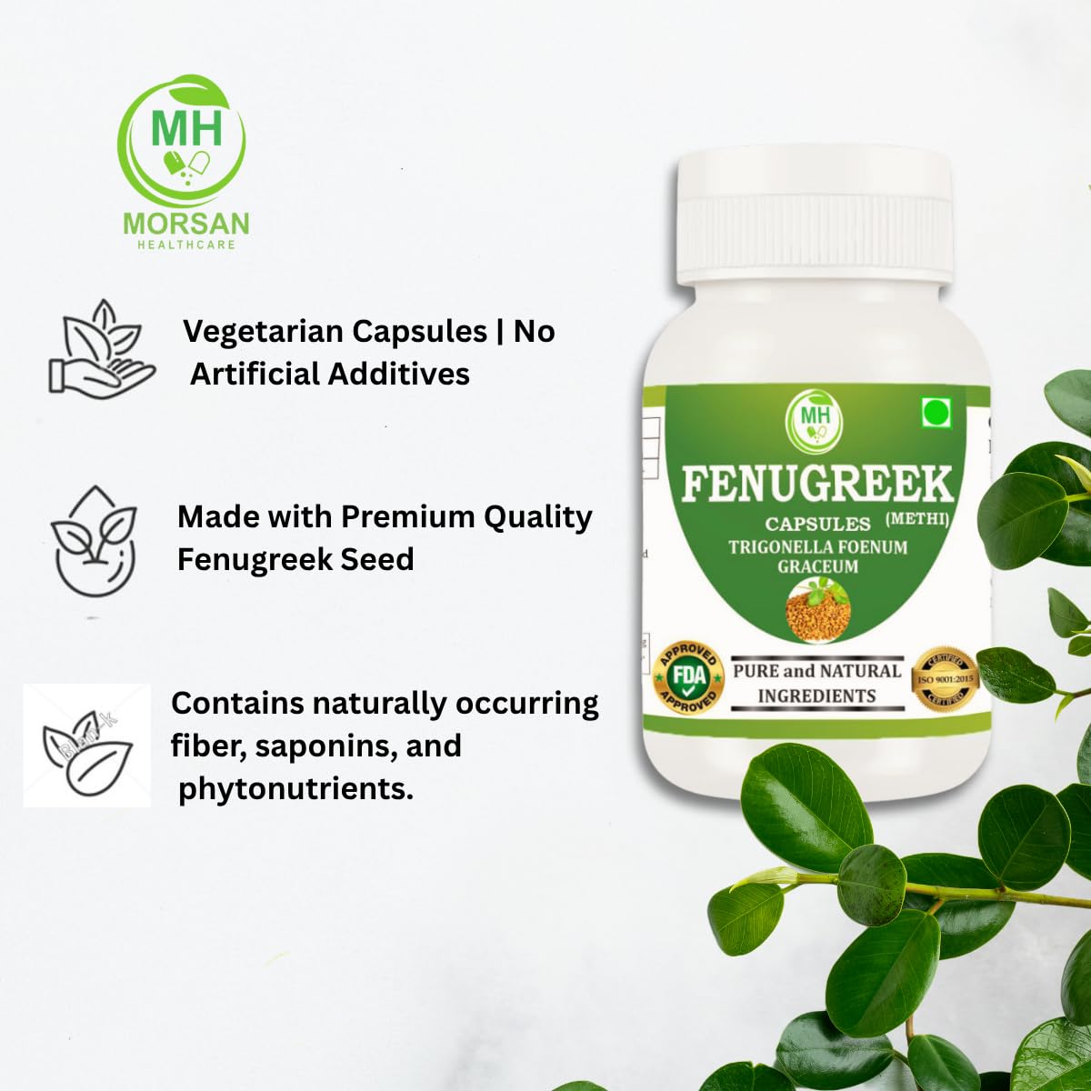 Fenugreek Capsules 500 mg – 60 Veg Capsules | Methi Extract | Herbal Supplement | Plant-Based | Vegan & Gluten-Free (PACK OF 1) — Amazon image 9