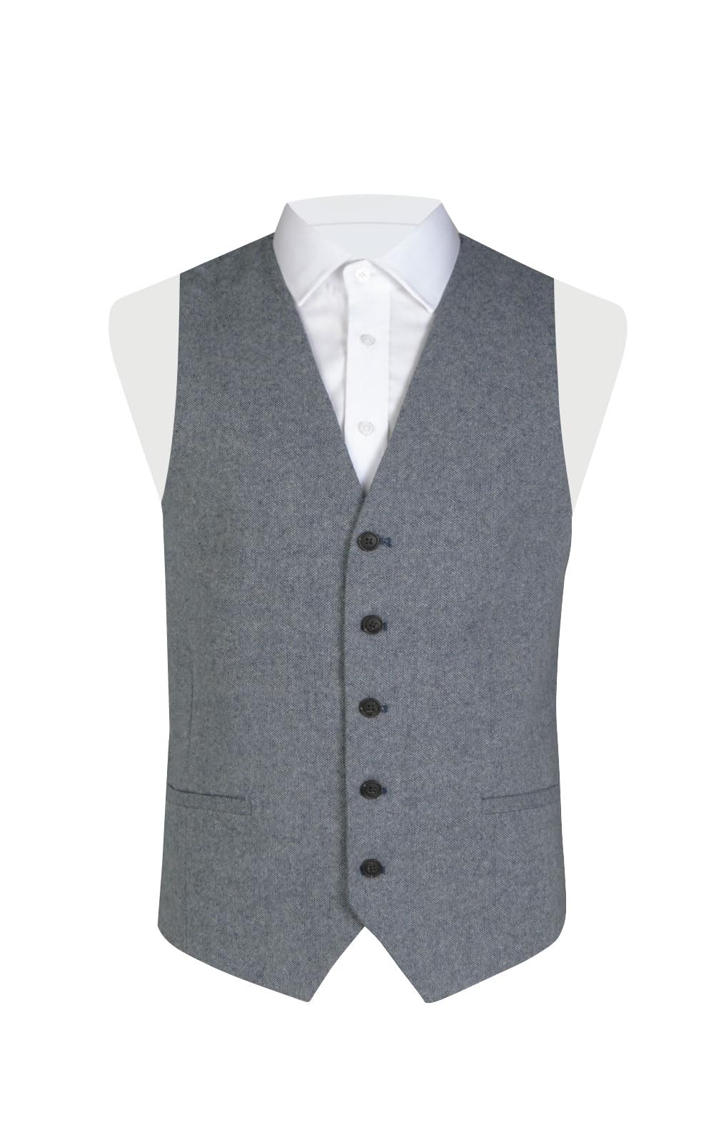 Dobell Mens Blue Donegal Tweed Waistcoat Regular Fit-XL (46-48in)