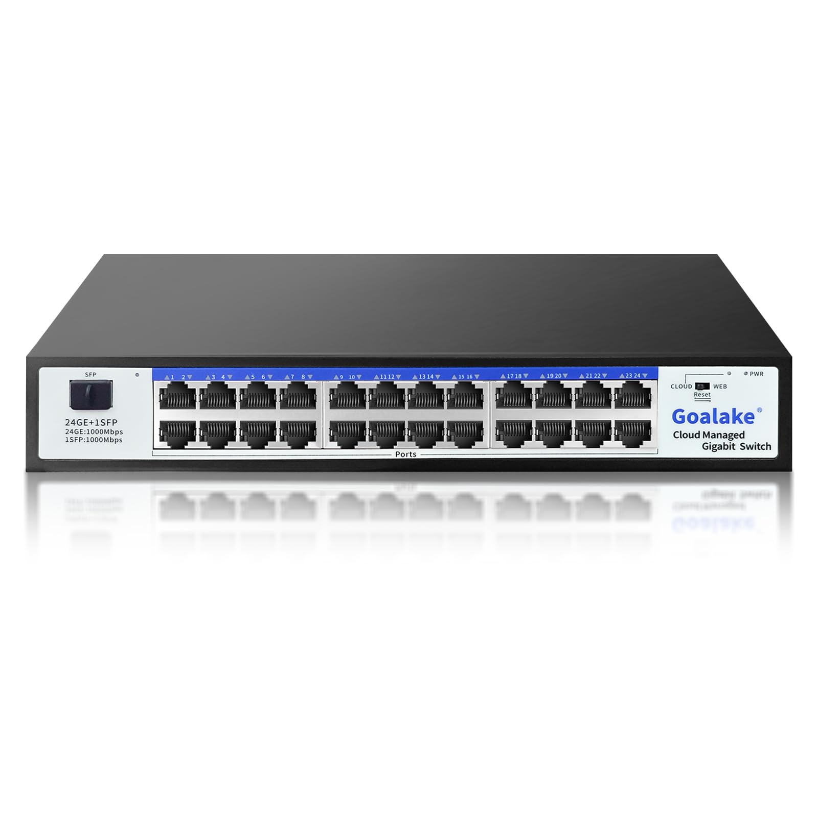 Easy Smart Managed Ethernet Switch, Switch Gigabit a 24 porte, hub di rete, splitter Ethernet, Plug & Play, design in metallo senza ventole, VLAN, snooping Qos e IGMP, montaggio su scrivania o a