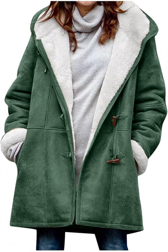 Amazon.com: Winter Warm Sherpa Lined Coats Jackets for Women Plus Size Hooded Parka Faux Suede 