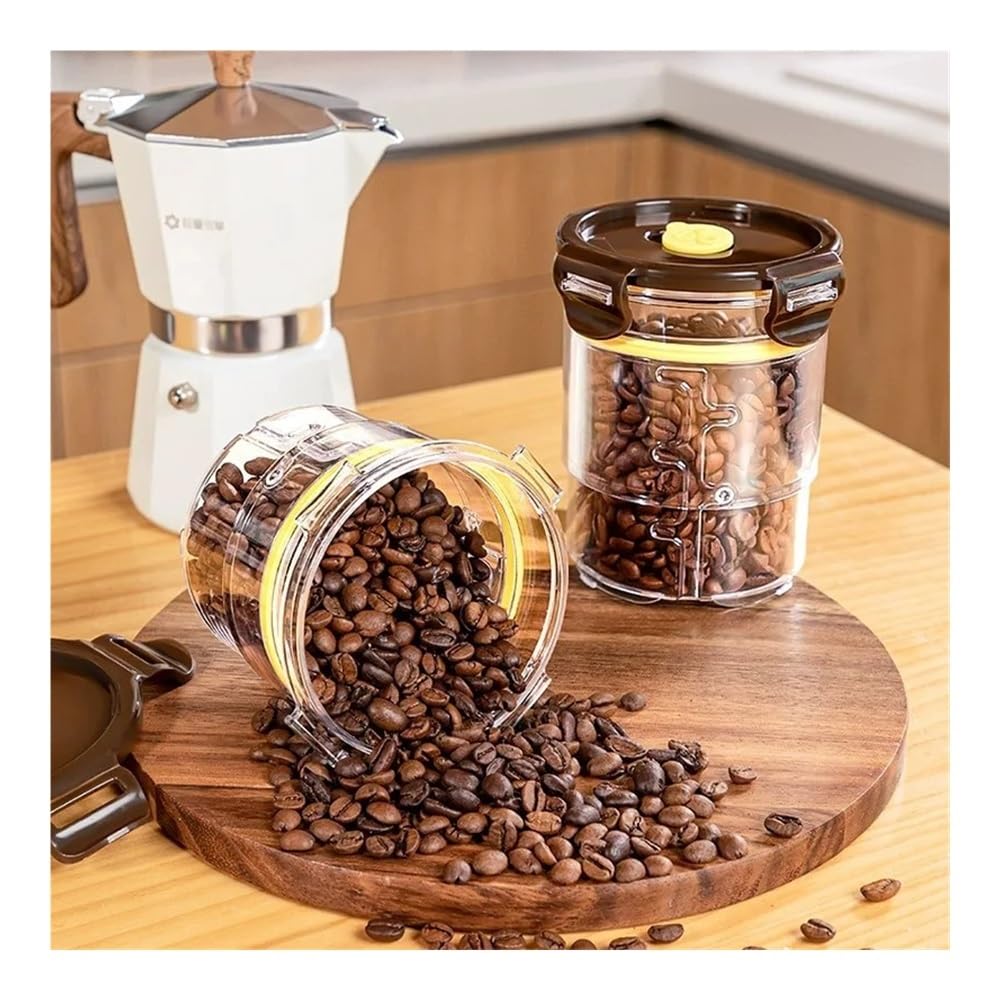 Vakuumversiegelter Behälter für Kaffeebohnen, Glas, Lebensmittelbehälter, Haushaltsbehälter, feuchtigkeitsbeständig, Luftabsaugung, Tee-Vorratsbehälter, Push-Typ, 950 ml