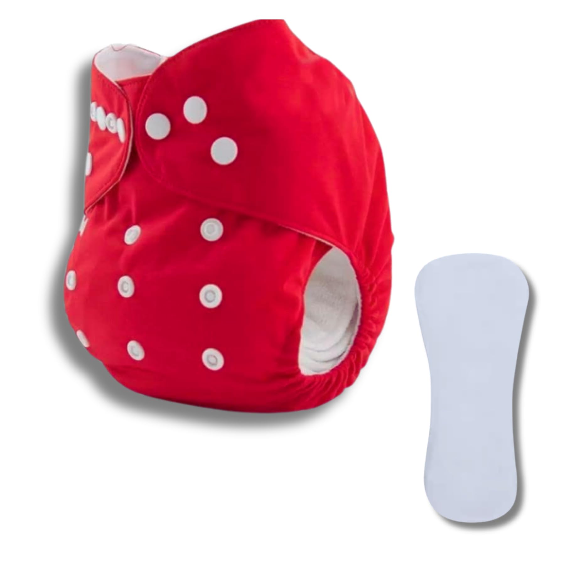 Renial reusable Cloth Diaper with Inserts – Adjustable Size for Babies 3 Months to 3 Years – Single Pack (RED)-image-0