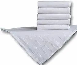 Pano de Prato Banco Trabalhado Alvejado Kit com 12 Unidades Acabamento nos 4 Lados - Em Algodão Sem Estampa, Ideal para Artesanato Gourmet (68x50cm)