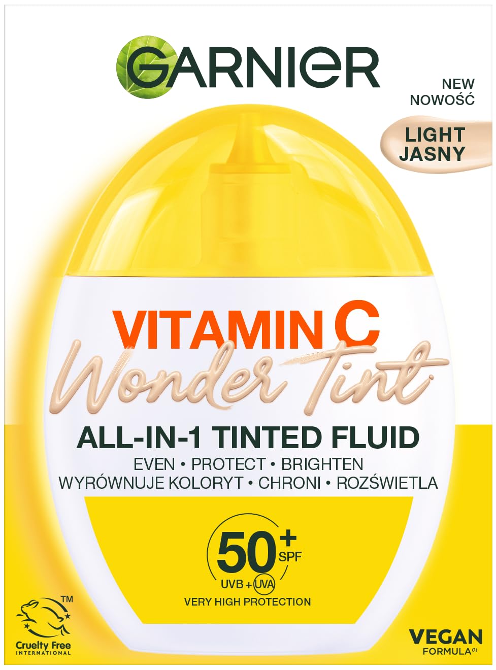 Garnier, fondotinta leggero "Wonder Tint", "chiaro", con protezione ultra elevata SPF 50+, 40 ml