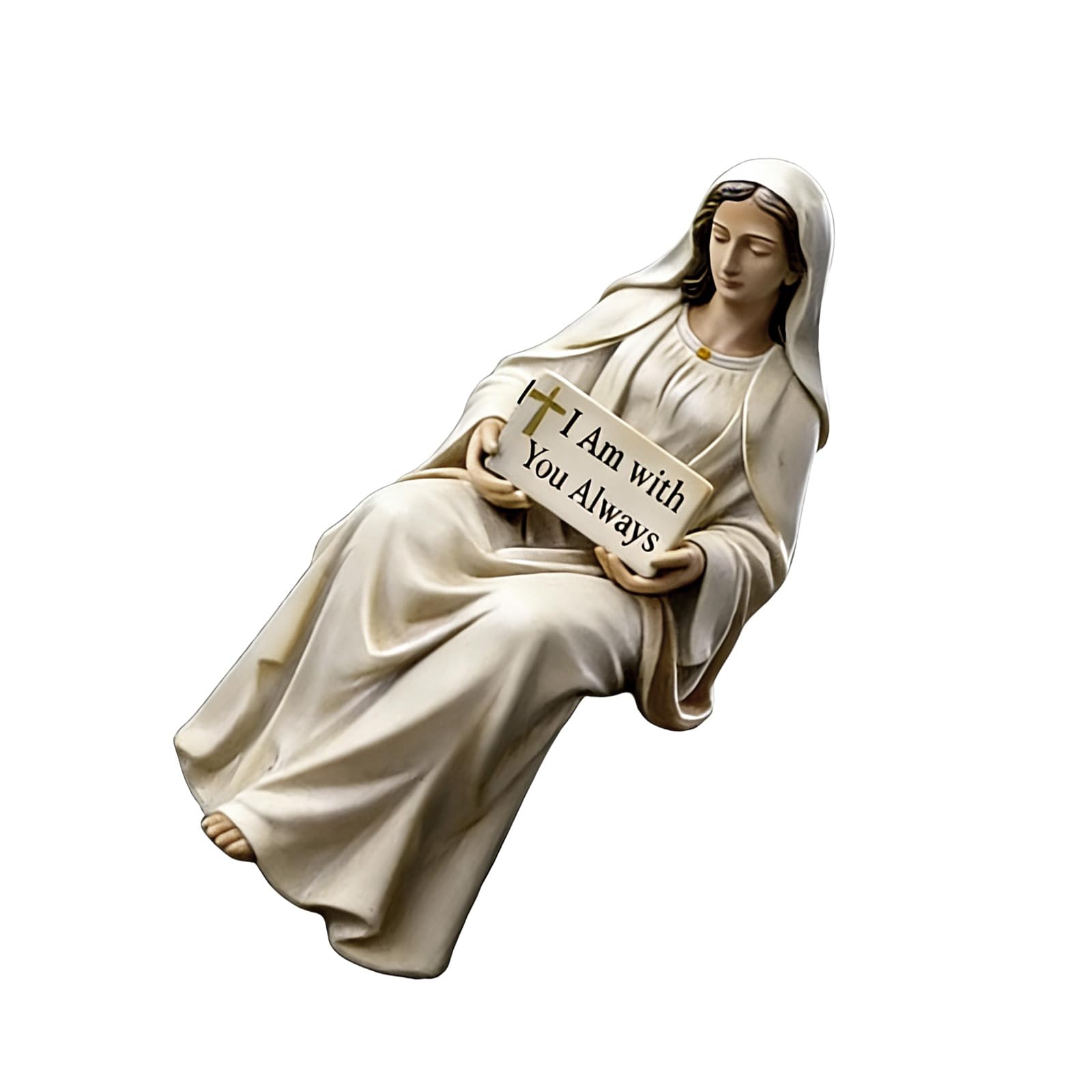 Jazuaiao Resin Desk Companion Figurines Sitting Marys/Jesuses Christs Statue Ornament Car Dashboard Home Desktop Decors Jesuses Christs Statue