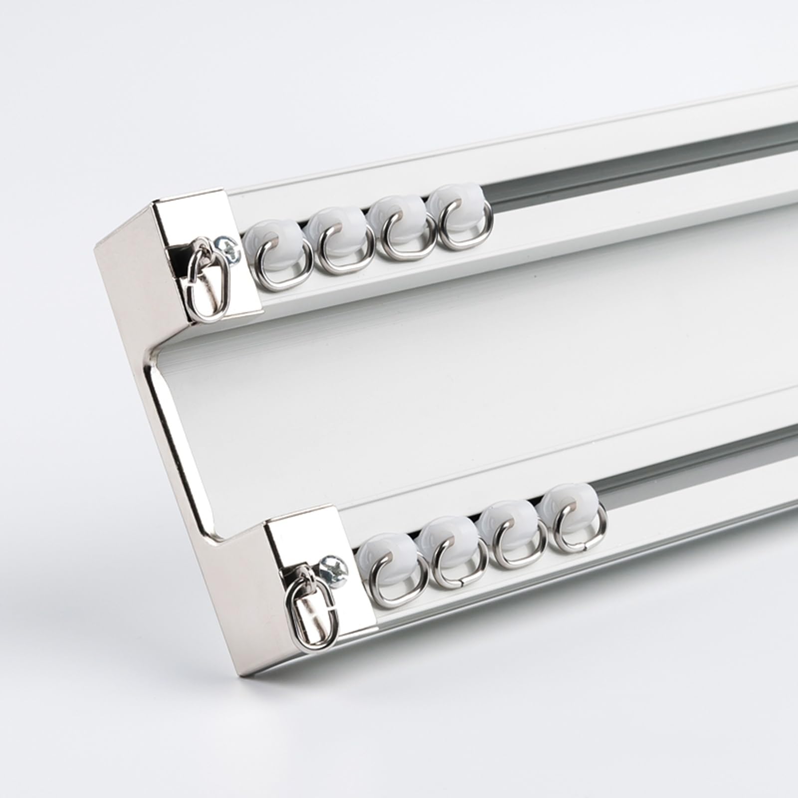 IRUGS Heavy Duty Curtain Conjoined Double Track Ceiling Mount Curtain Rails For Living Room Bathroom Bedroom Room Divider - Ceiling Track Set(Color:White,Size:240cm(2 * 120cm))
