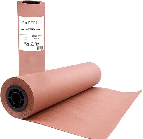 Pink Kraft Butcher Paper Roll Peach Great Wrapping Paper for Beef Briskets Smoking Paper for BBQ Meat USA Made All Natural Food Grade Unbleached