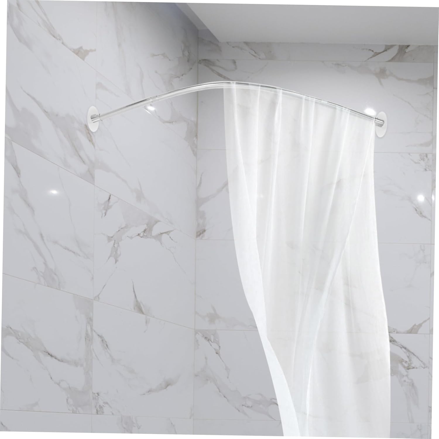 Adjustable Curved Shower Curtain Rod Tension Rod for Bathroom Telescopic Design No Drilling Required Versatile Use for Curtains and Clothes Drying