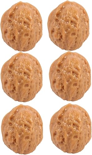 Toyvian Decoración de casa ligera para el hogar, 6 piezas, decoración de alimentos, manualidades de PVC, nueces falsas, adornos decorativos de