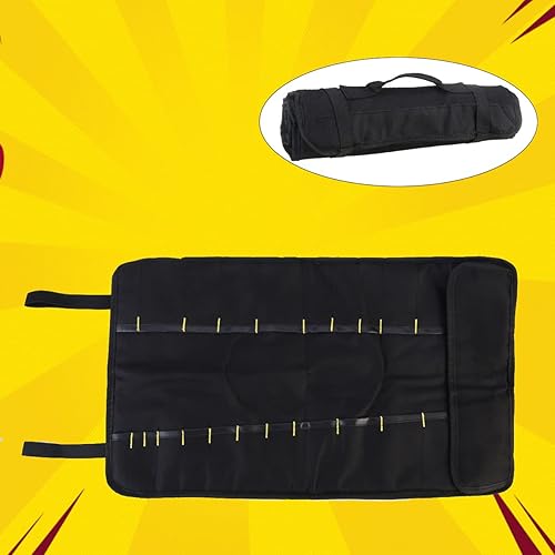 Miniatura 8 de Lurrose Bolsa de herramientas rodante portátil plegable alicates destornillador, llave inglesa, estuche de transporte, bolsa enrollable, organizador