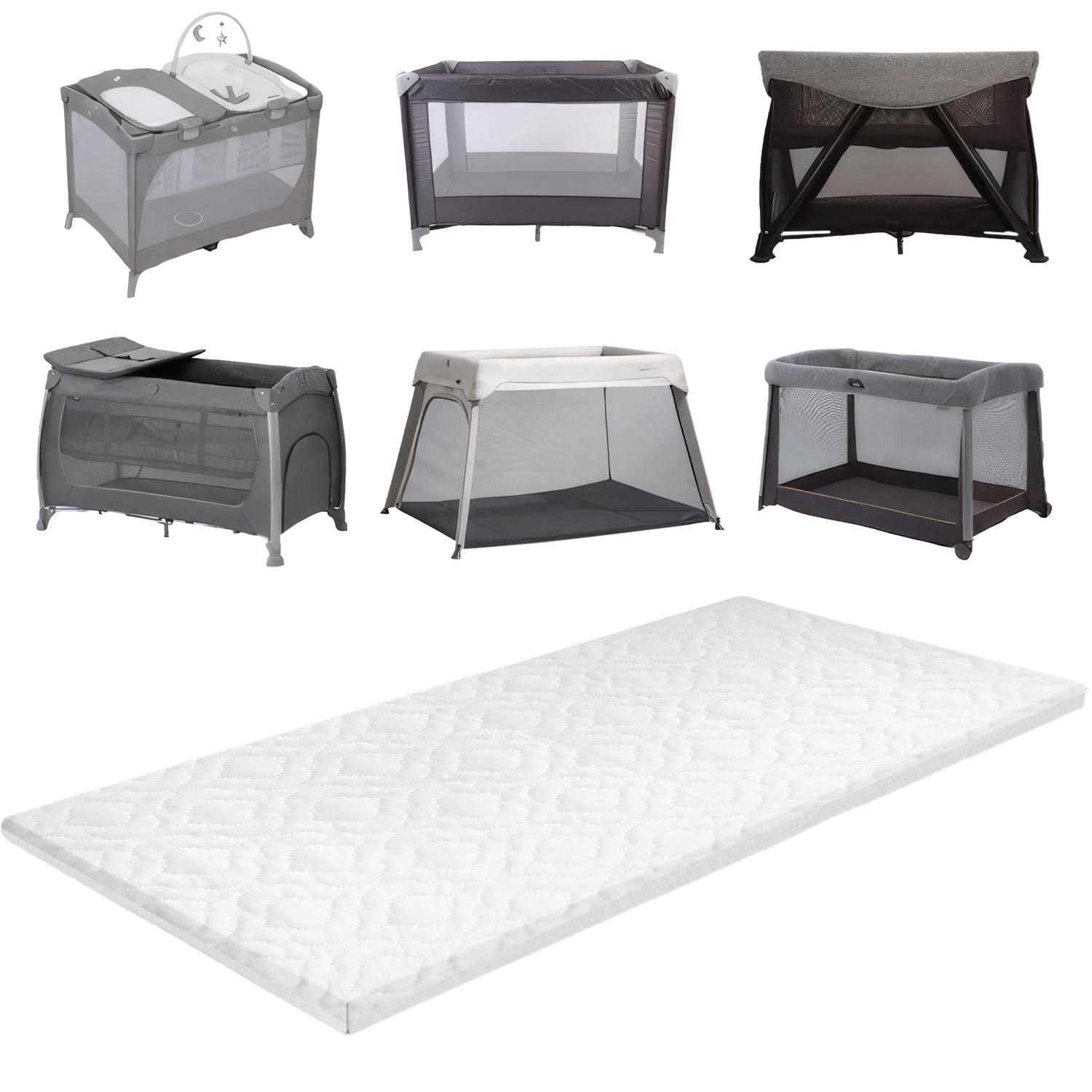 KISAA Living Travel Cot Mattress Fits for 82x50x5cm, Breathable Super Soft Anti Allergy Waterproof With Removable Washable Cover Made In UK