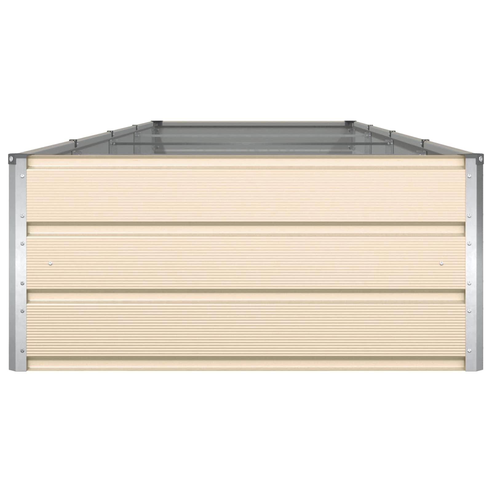 Macetero marfil 385 x 100 x 45 cm – Gran bancal elevado de acero galvanizado para jardín y terraza – Jardinera estable de metal en diseño industrial – Maceta robusta