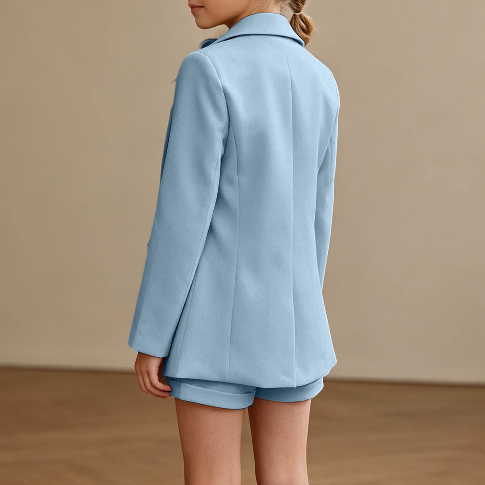 Mädchen formelles 2-teiliges Outfit Knopfleiste Langarm Oberteil elegant