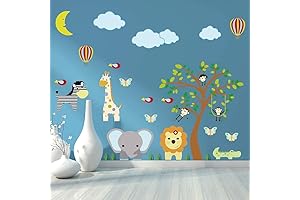 Adorable Jungle Animal Wall Stickers for Kids' Room Decor and DIY Fun