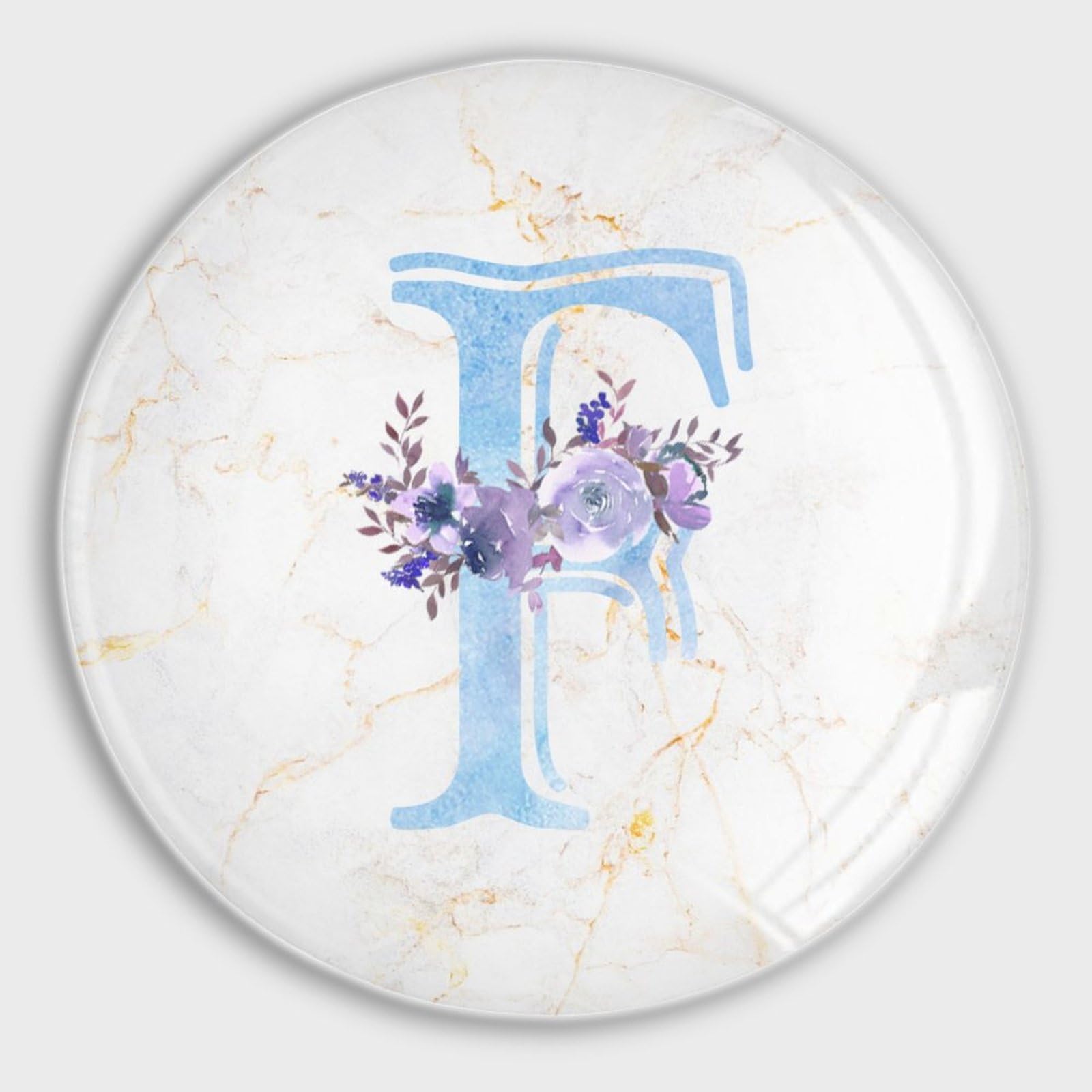 Aimants magnétiques lettre F violets en verre pour frigo et tableau blanc - Lot de 4