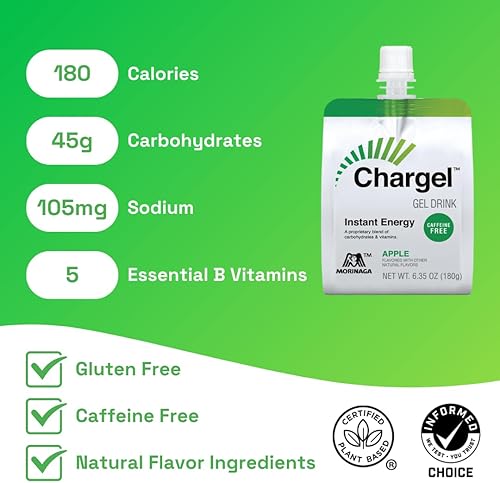 Miniatura 3 de Manzana, gel energético instantáneo sin cafeína, para correr, ciclismo, entrenamiento, senderismo esencial para mujeres y hombres, regalos para