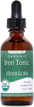 Herb Lore Iron Tonic - Organic Liquid Iron Drops Supplement for Kids & Women - Baby, Infant & Toddler Friendly - Plant Based, Vegan, Gentle, Non Constipating Herbal Tincture 2 fl oz
