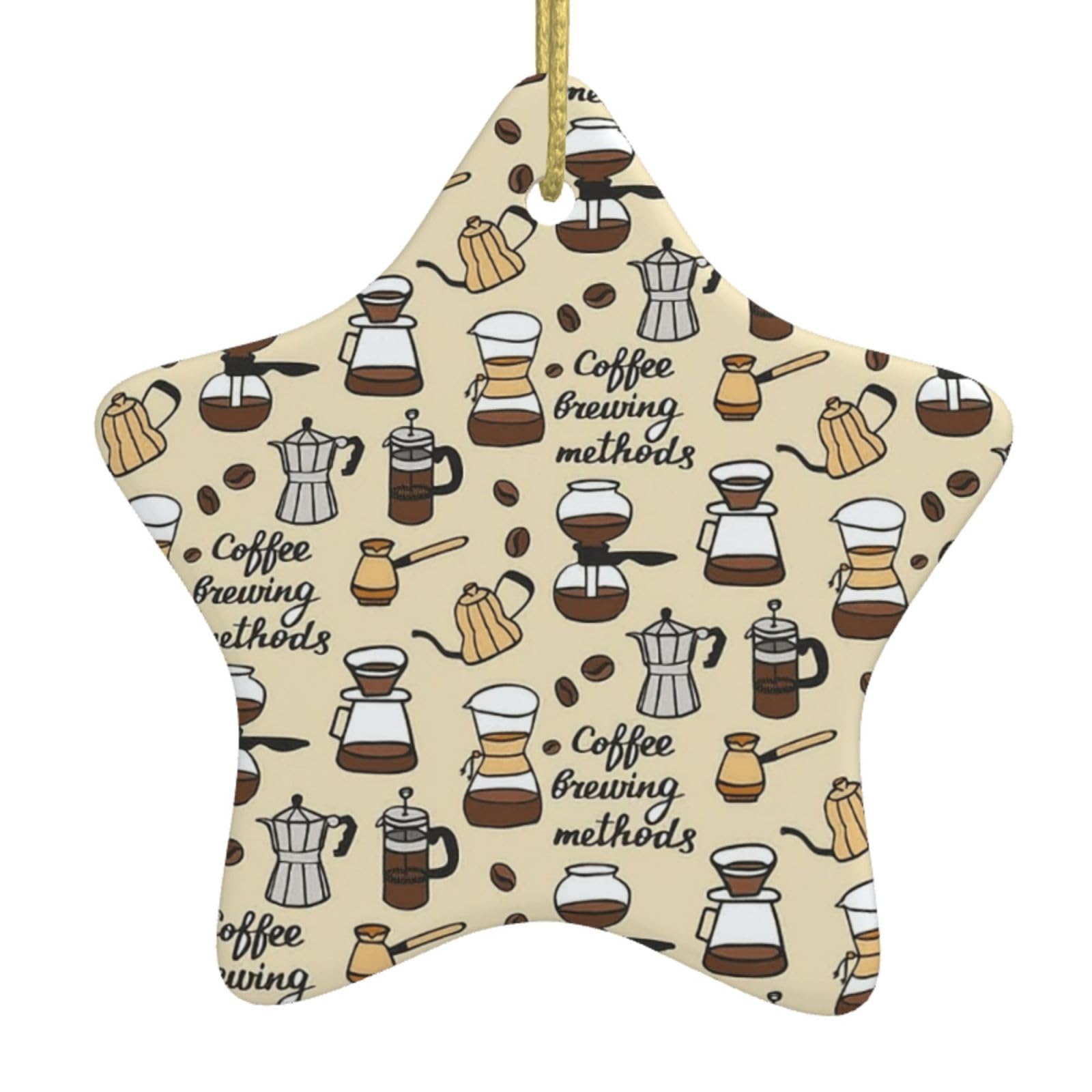 Coffee And Sweets Sugar Print Christmas Ornaments, Ceramic Hanging Ornament, Round Shape Decorations