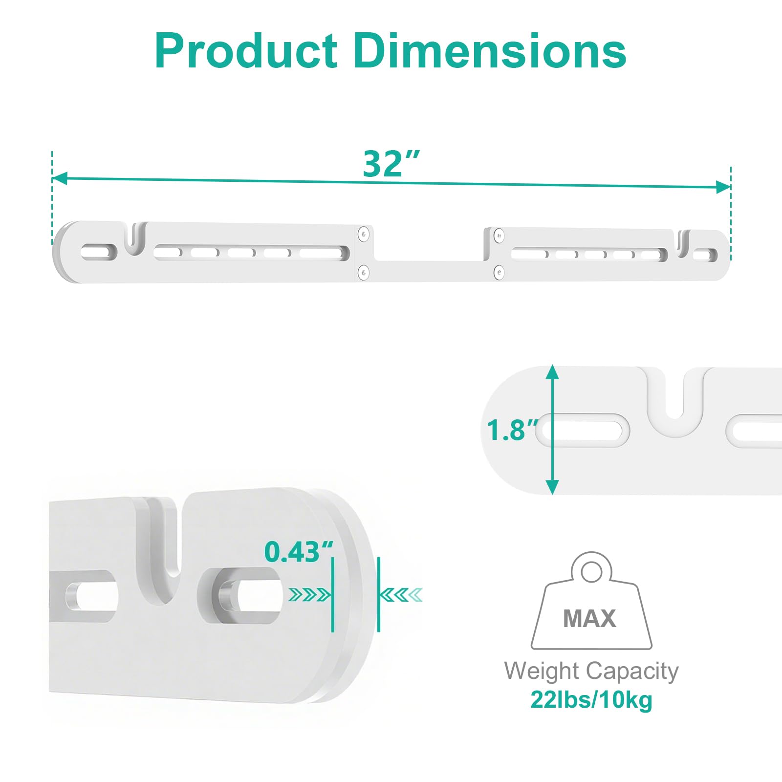 Support Mural Pour Barre De Son Sonos Arc - Profil Bas, Blanc, Facile à Installer, Conçu Pour Sonos Arc (SON003-W) - 9