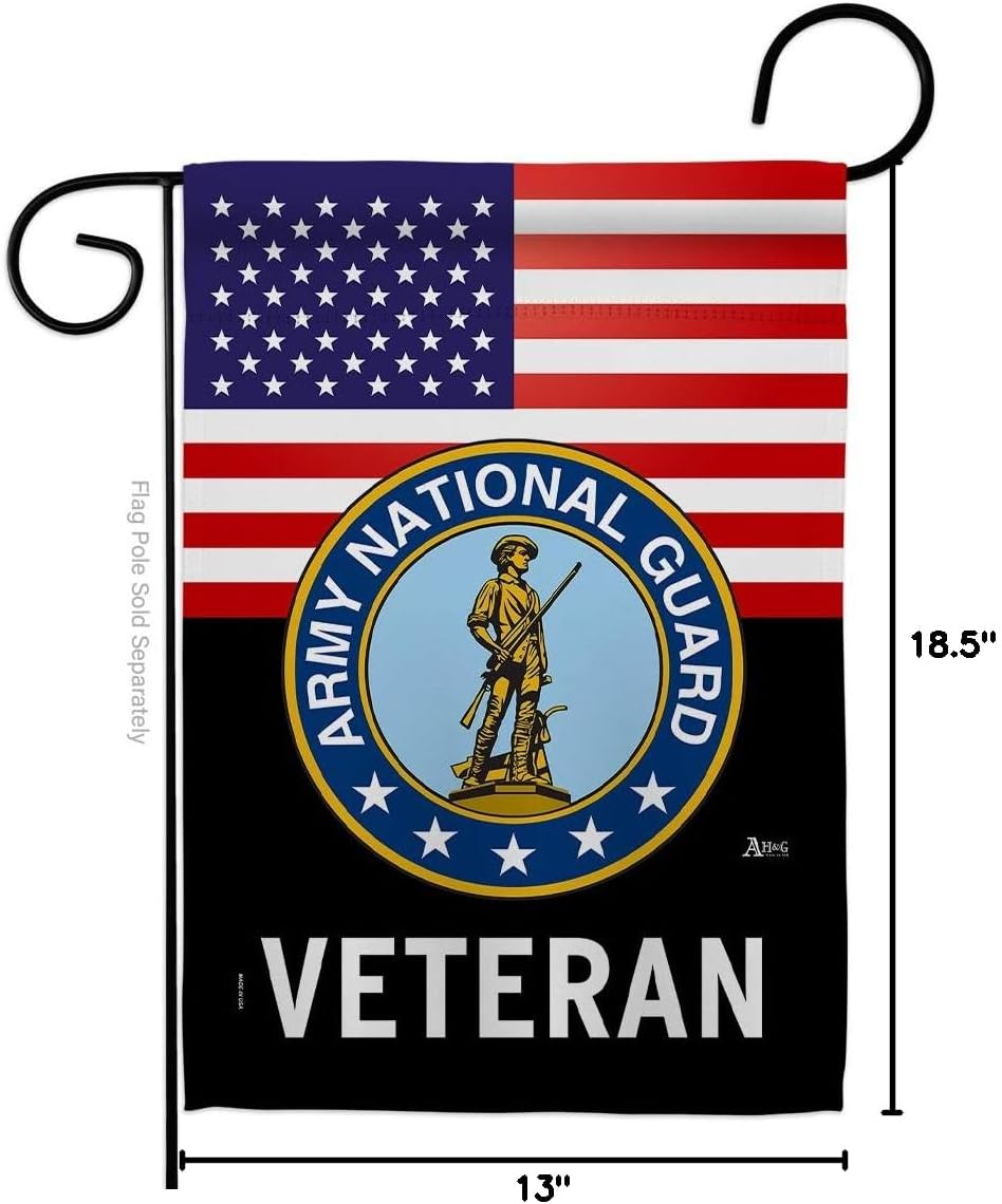 National Guard US Army Veteran Garden Flag Armed Forces ANG United State American Military Retire Official Small Decorative Gift Yard House Banner Double-Sided Made In USA 13 X 18.5