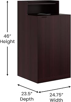 Flash Furniture Dell Trash Can Enclosure with Tray Shelf and 8" Drop Hole, Commercial Grade Trash Receptacle for 32 Gallon Round Cans, Swing Door Access, Mahogany