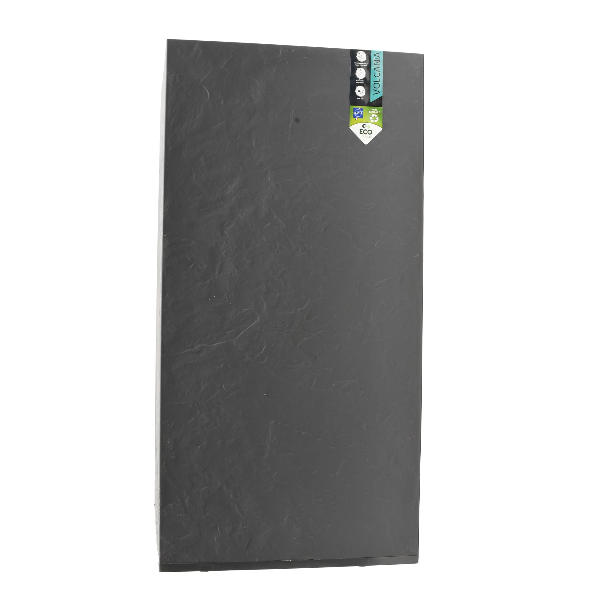 EDA - Vaso da fiori quadrato alto Volcania 31 L, effetto pietra, doppia parete, area di ritenzione idrica, 39,5 x 39,5 x 80 cm, grigio antracite