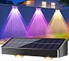 BrizLabs 1 Pack Solar Fence Lights Outdoor, 9 Colors & 11 Modes Color Changing Deck Lights, 250lm Warm White Fence Deck Lighting IP65 Waterproof Solar Wall Light for Outside Backyard Stair Railings