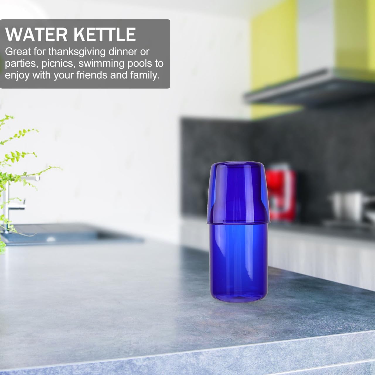 Blue Glass Cup and Bottle Set, Large Capacity Borosilicate Drinkware