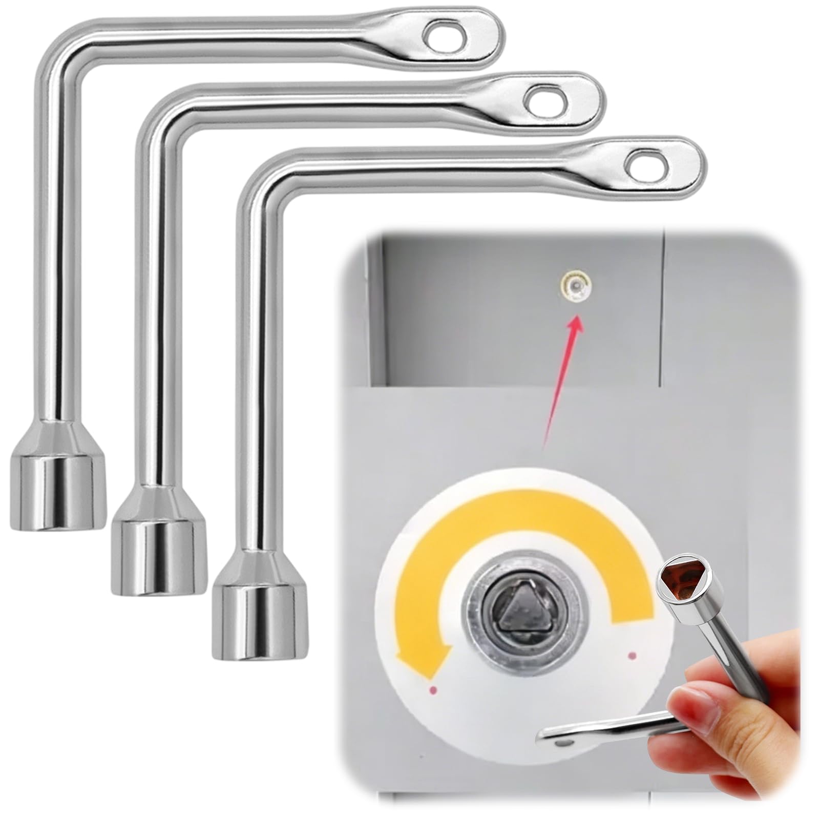 3PCS L-Type Bin Key, Triangle Key Garbage Bin, Gas Meter Box Key for Gas Meters Fireplace Cabinet Radiator Electric