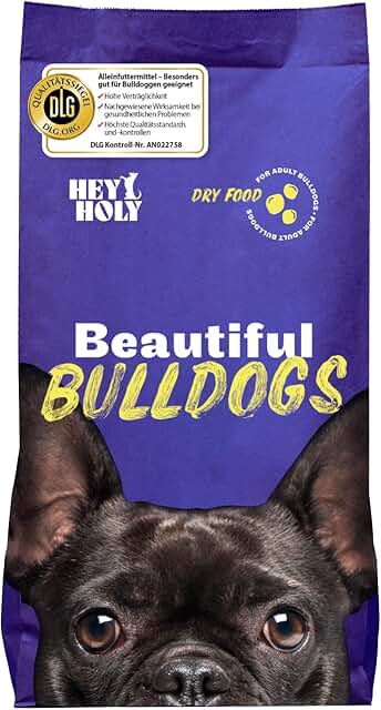 HEY HOLY Premium Dry Food for Bulldogs, 100% Grain-Free, 7 kg Hypoallergenic Dog Food for Adult Bulldogs with Salmon, Highly Compatible from Natural Ingredients product image