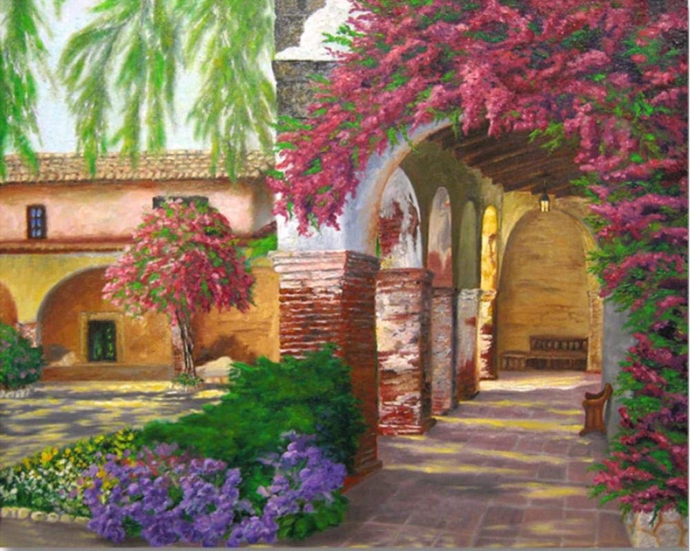 Peinture par numéro paysage de jardin romantique toile acrylique 40x50cm
